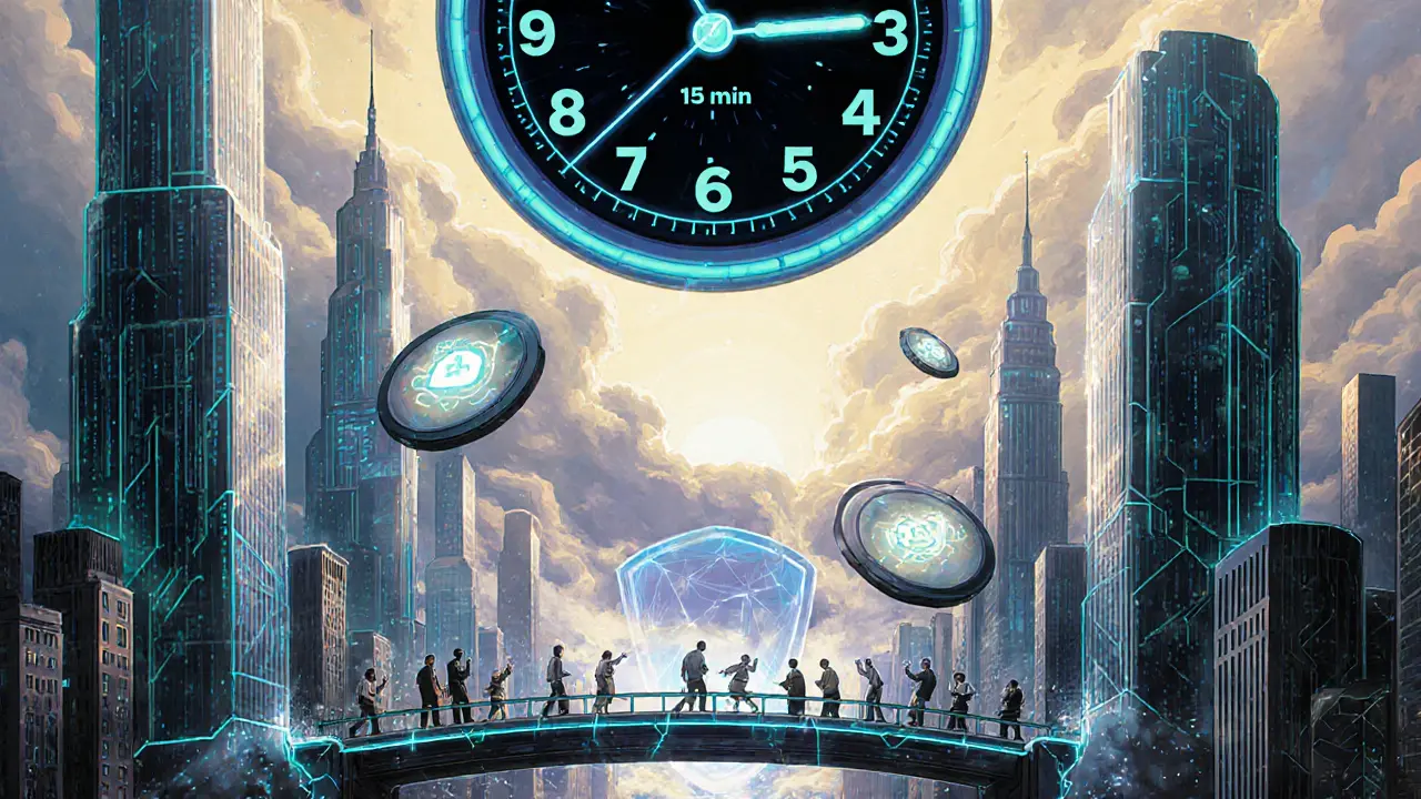 Город блокчейнов пульсирует данными, пользователи получают выплаты через мгновенные смарт-контракты.