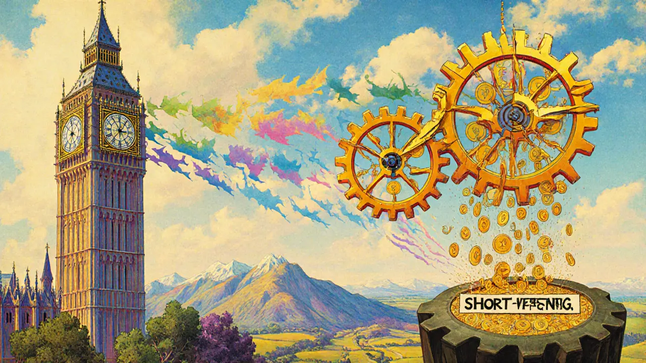 Гигантские часы из блокчейн-шестеренок, постепенно выпускающие токены — символ линейного вестинга.