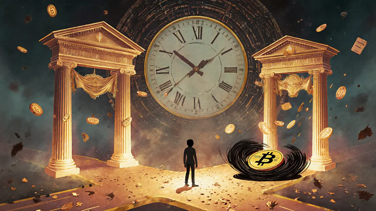 Иллюстрация ошибки перевода USDT: монета падает в черную бездну между тремя сетями — ERC-20, TRC-20 и BSC.