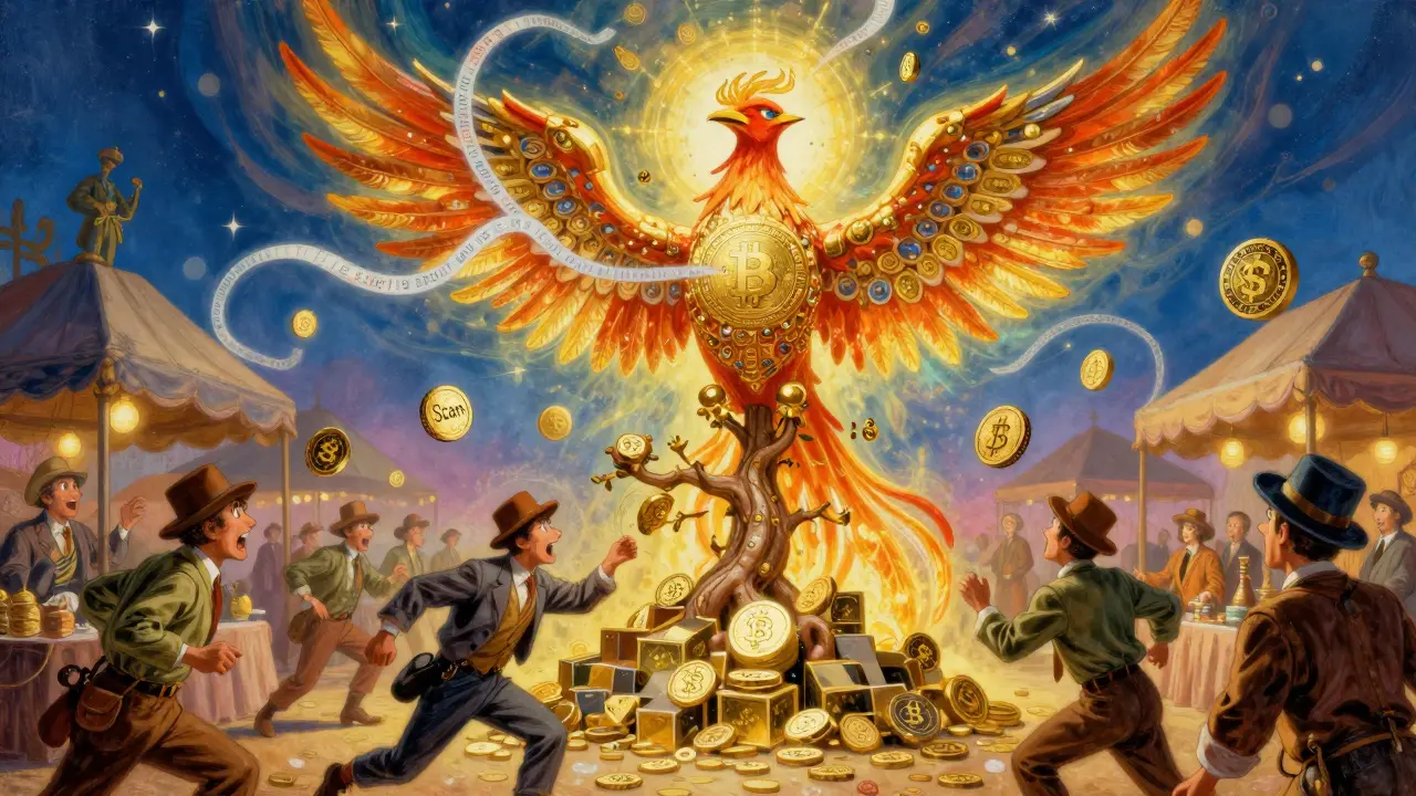 Механический феникс Bitcoin Hyper взлетает из дерева блокчейна, а трейдеры гонятся за токенами в стиле 1920-х.