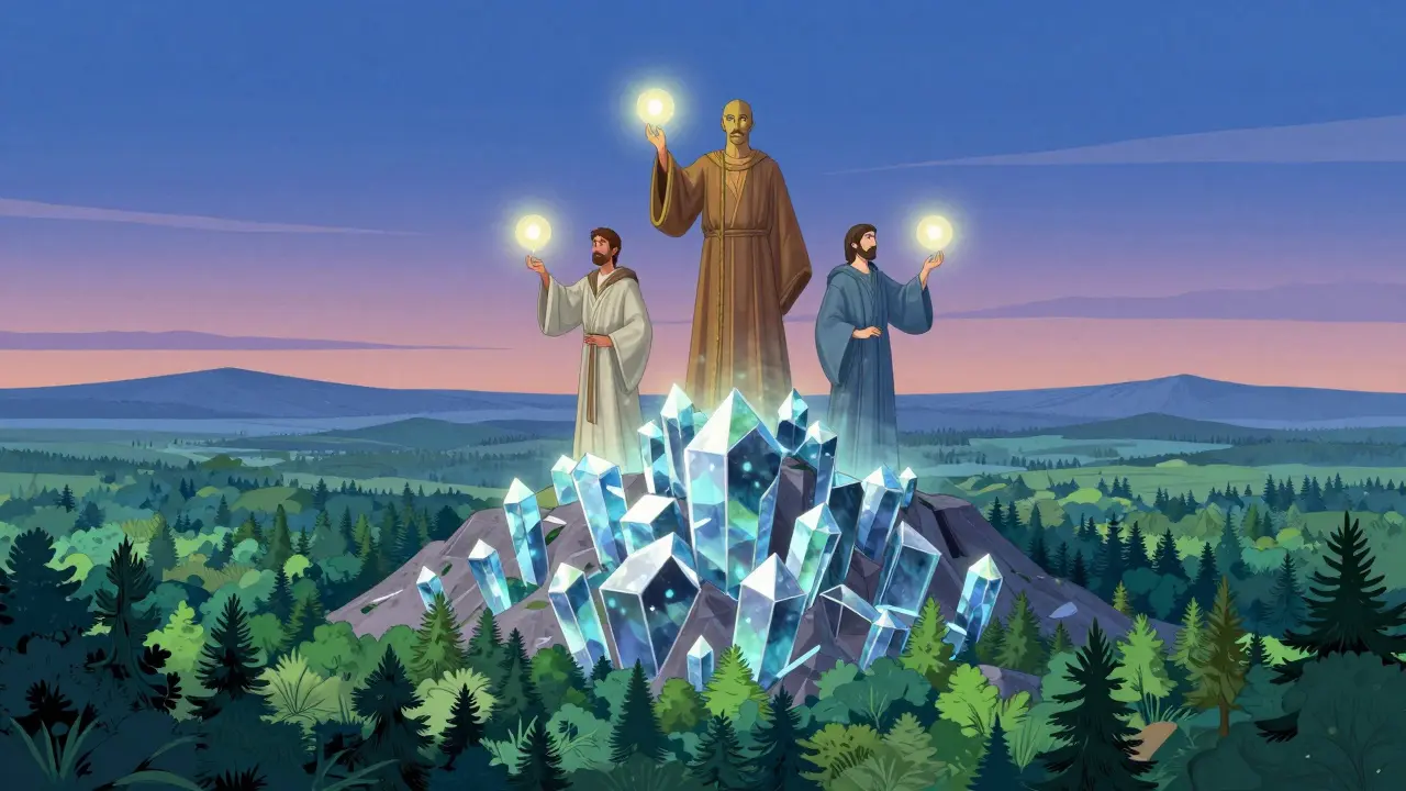 Валидаторы Ethereum передают энергию стейкинга на кристаллической горе.