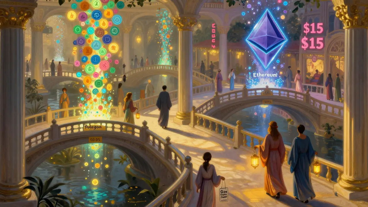 Рынок блокчейнов на рассвете: пользователи выбирают дешевый путь через Polygon вместо дорогого Ethereum.