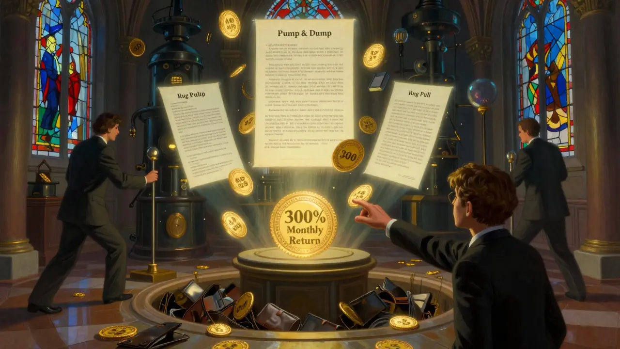 Тени в костюмах вытягивают рычаги, а новичок тянется к иллюзорной прибыли, стоя над бездной с падающими кошельками.